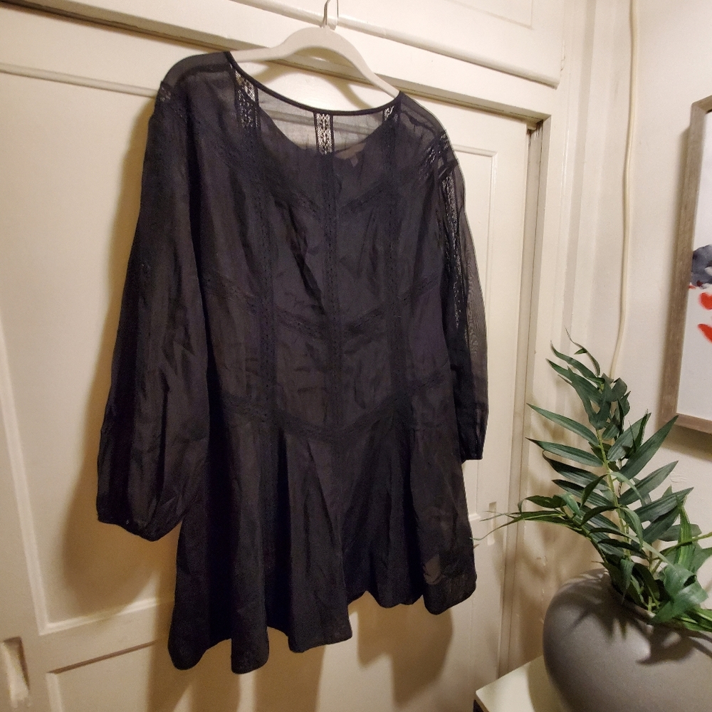 Rebecca Taylor black organza cotton dress